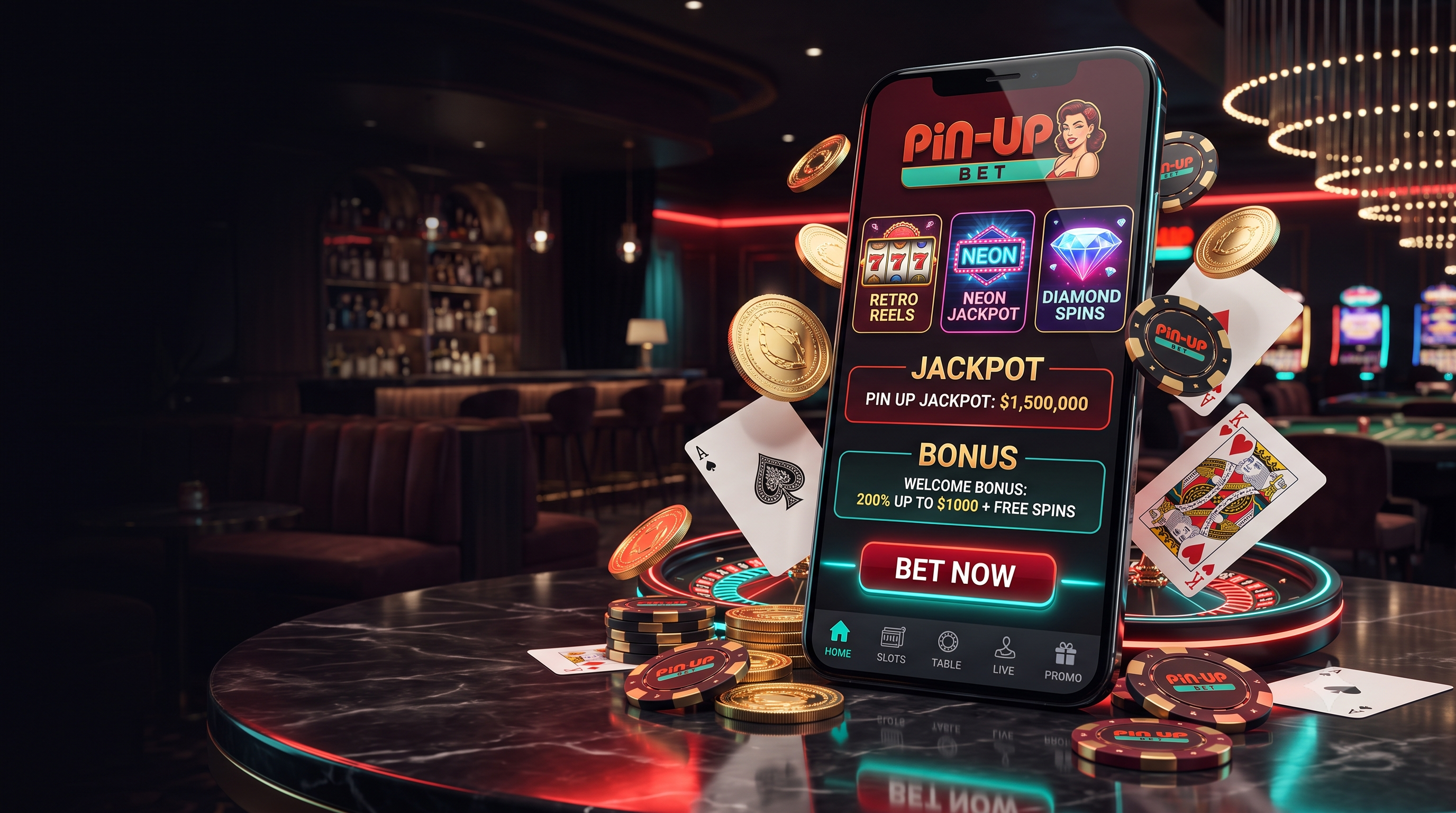 Lobby principal de Pin Up Bet con menús de apuestas deportivas y juegos de casino